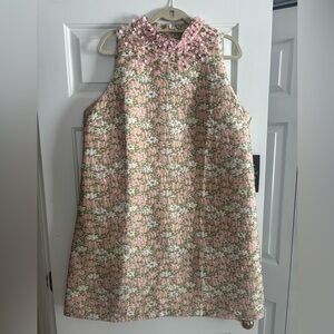 Tuckernuck Pink Green Floral A-Line Sleeveless Dress